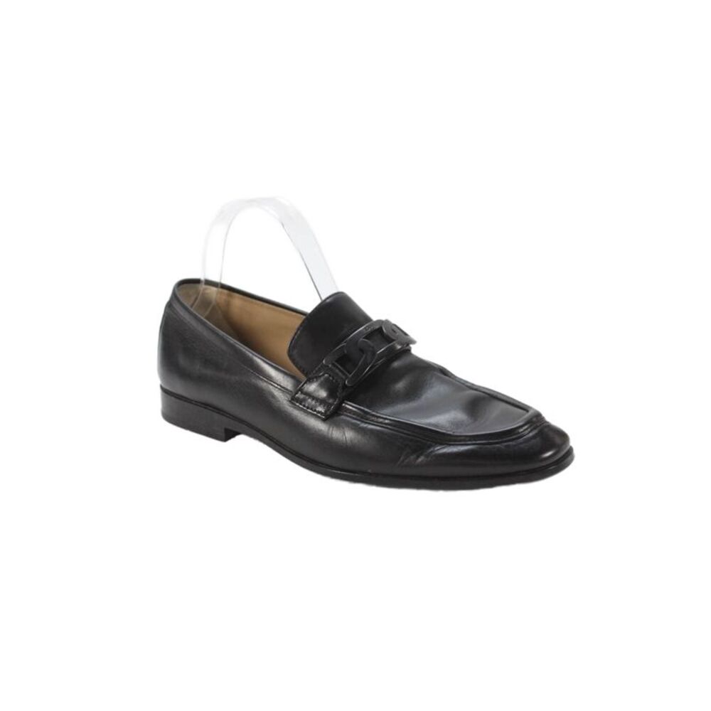 Tods Mens Leather Square Toe Loafers Black Size 7